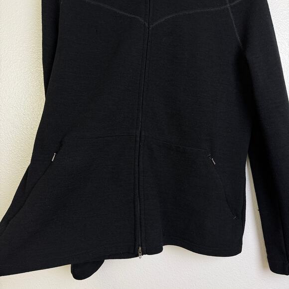 IBEX Wool Jacket Womens Large Black Full Zip Outdoors HIking Wool Embroidered - Picture 6 of 13